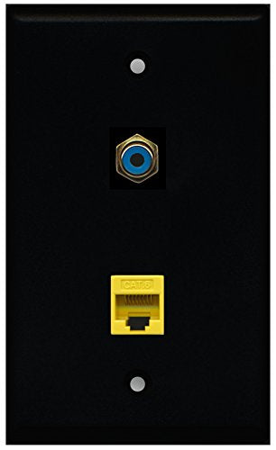 RiteAV - Black 1 Port RCA Blue 1 Port Cat6 Ethernet Yellow Wall Plate