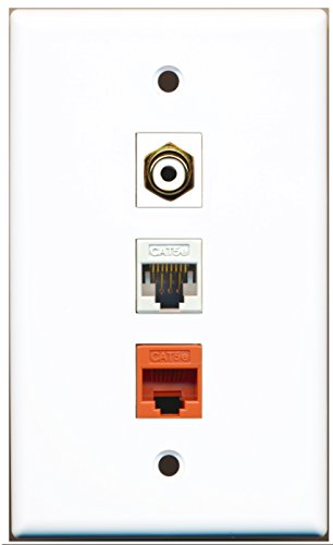 RiteAV - 1 Port RCA White 1 Cat5e Ethernet White 1 Cat5e Ethernet Orange Wall Plate