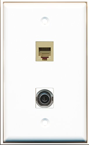RiteAV - 1 Port Phone RJ11 RJ12 Beige 1 Port 3.5mm Wall Plate - Bracket Included