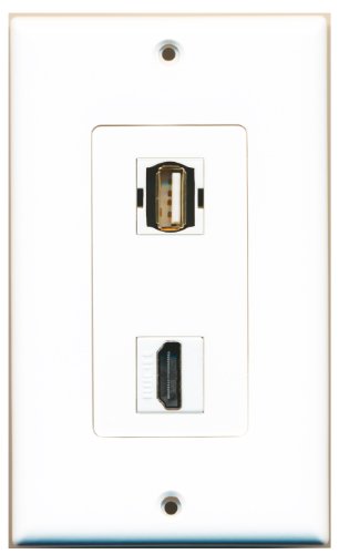 RiteAV - 1 USB A/A and 1 HDMI Port Wall Plate  - White