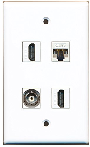 RiteAV - 2 Port HDMI 1 Port BNC 1 Port Cat5e Ethernet White Wall Plate