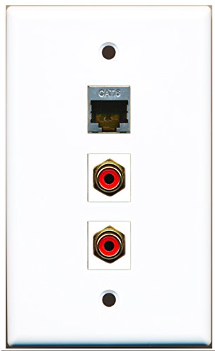 RiteAV - 2 Port RCA Red and 1 Port Shielded Cat6 Ethernet Wall Plate
