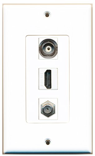 RiteAV - 1 Port HDMI 1 Coax Cable TV- F-Type 1 BNC Wall Plate Decorative