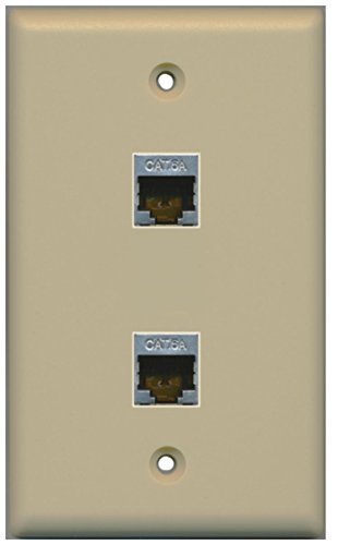 RiteAV CAT 6A Shielded 2 Port Wall Plate Single Gang - Ivory