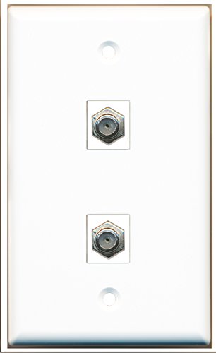 RiteAV - 1 x Cable TV Coax and 1 x Cable TV Coax 2 Port Wall Plate White - Bracket Included