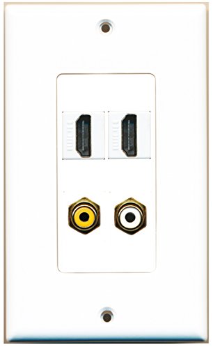 RiteAV - 2 Port HDMI 1 Port RCA White 1 Port RCA Yellow Wall Plate Decorative