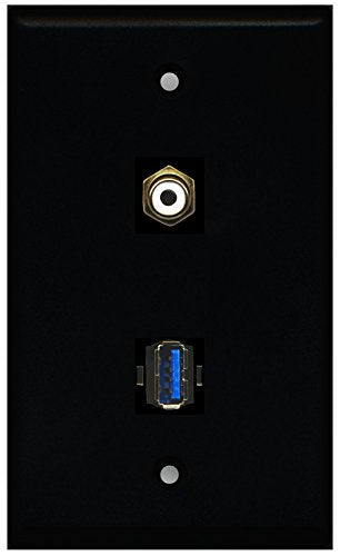 RiteAV - Black 1 Port RCA White 1 Port USB 3.0 Wall Plate