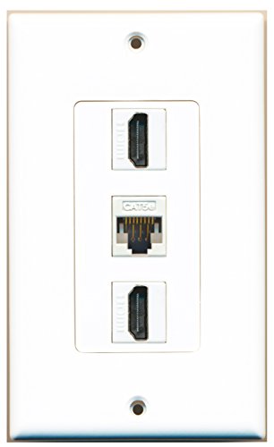 RiteAV - 2 Port HDMI and 1 Port Cat5e Ethernet White Decorative Wall Plate