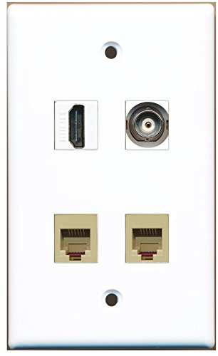 RiteAV - 1 Port HDMI 2 Port Phone RJ11 RJ12 Beige 1 Port BNC Wall Plate