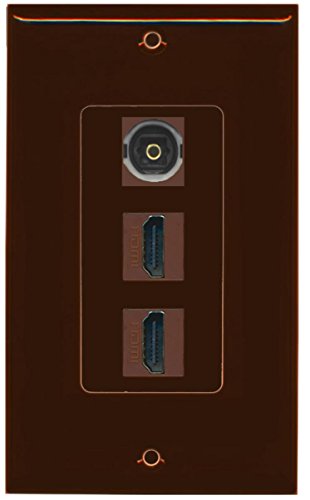 RiteAV - 2 Port HDMI 1 Toslink Decorative Wall Plate - Brown
