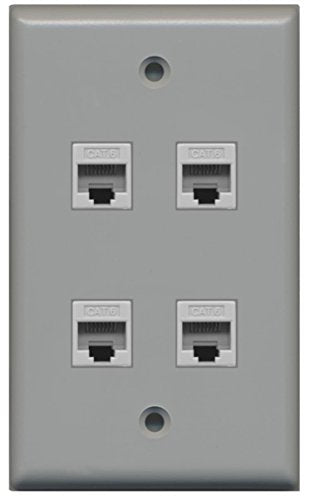 RiteAV - 4 Port Cat6 Ethernet Wall Plate - Gray