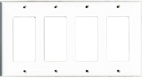 RiteAV Blank Wall Plate for Keystone Jacks - Black 4 Gang Decorative