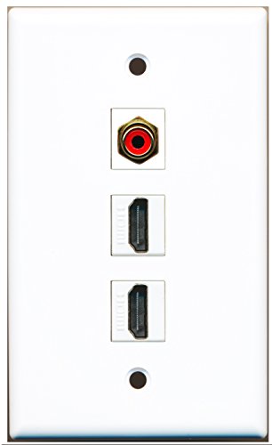 RiteAV - 2 Port HDMI 1 RCA Red Wall Plate