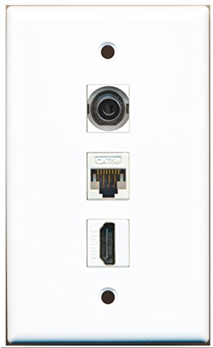 RiteAV - 1 Port HDMI and 1 Port 3.5mm and 1 Port Cat5e Ethernet White Wall Plate