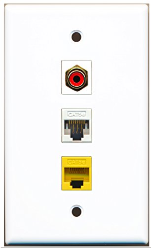 RiteAV - 1 Port RCA Red 1 Cat5e Ethernet White 1 Cat5e Ethernet Yellow Wall Plate