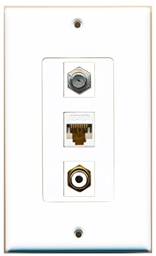 RiteAV - 1 Port RCA White and 1 Port Coax Cable TV- F-Type and 1 Port Cat6 Ethernet White Decorative Wall Plate Decorative
