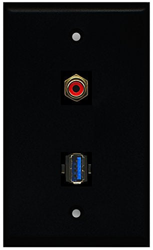 RiteAV - Black 1 Port RCA Red 1 Port USB 3.0 Wall Plate