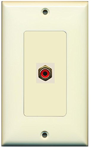 RiteAV - 1 RCA Red for Subwoofer Audio Port Wall Plate Decorative - Light Almond