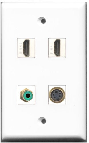 RiteAV - 2 Port HDMI 1 Port RCA Green 1 Port S-Video Wall Plate