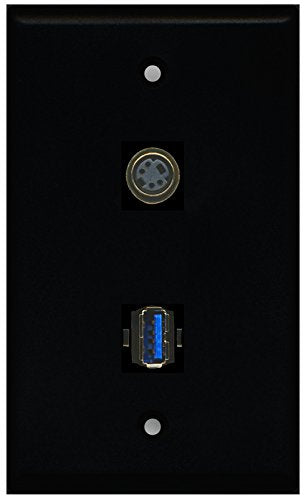 RiteAV - Black 1 Port S-Video 1 Port USB 3.0 Wall Plate