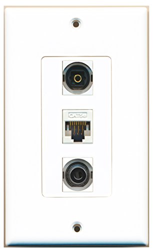 RiteAV - 1 Port Toslink and 1 Port 3.5mm and 1 Port Cat5e Ethernet White Decorative Wall Plate