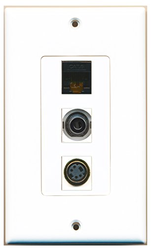 RiteAV - 1 Port S-Video and 1 Port 3.5mm and 1 Port Cat6 Ethernet Black Decorative Wall Plate Decorative