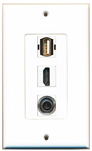 RiteAV - 1 Port HDMI and 1 Port USB A-A and 1 Port 3.5mm Decorative Wall Plate