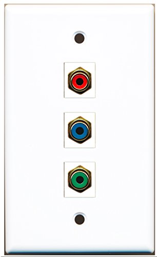 RiteAV - 1 Port RCA Red and 1 Port RCA Green and 1 Port RCA Blue Wall Plate