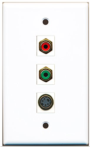 RiteAV - 1 Port RCA Red and 1 Port RCA Green and 1 Port S-Video Wall Plate
