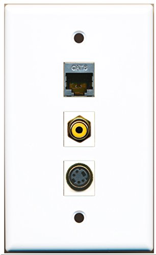 RiteAV - 1 Port RCA Yellow and 1 Port S-Video and 1 Port Shielded Cat6 Ethernet Wall Plate