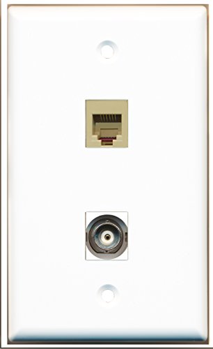 RiteAV - 1 Port Phone RJ11 RJ12 Beige 1 Port BNC Wall Plate - Bracket Included