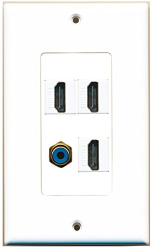 RiteAV - 3 Port HDMI 1 Port RCA Blue Wall Plate Decorative