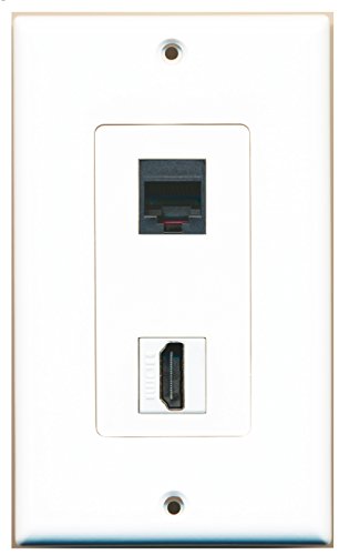 RiteAV - 1 RJ11 RJ12 Black Phone Port and 1 HDMI Wall Plate Decorative - Bracket Included