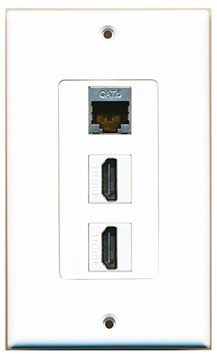 RiteAV - 2 Port HDMI 1 Shielded Cat6 Ethernet Wall Plate Decorative