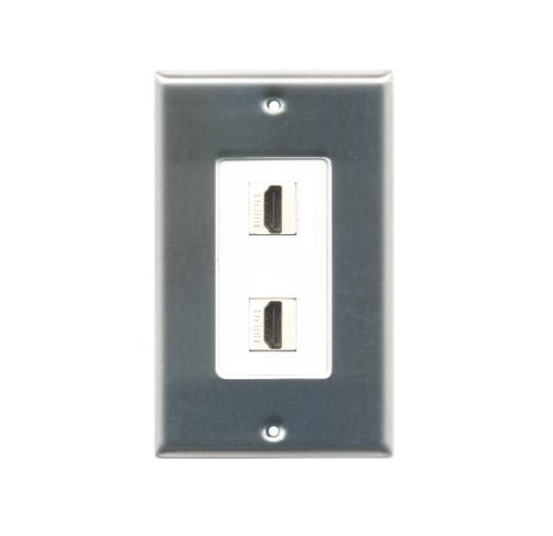 RiteAV - Stainless Steel 2 HDMI Port Wall Plate White Decorative