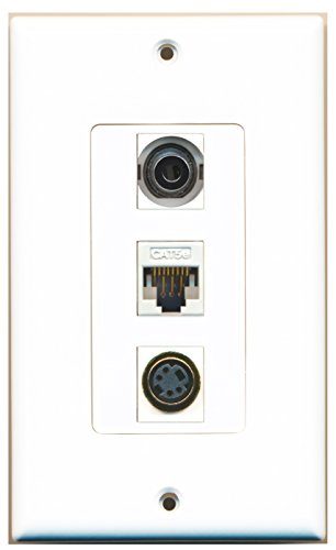 RiteAV - 1 Port S-Video and 1 Port 3.5mm and 1 Port Cat5e Ethernet White Decorative Wall Plate