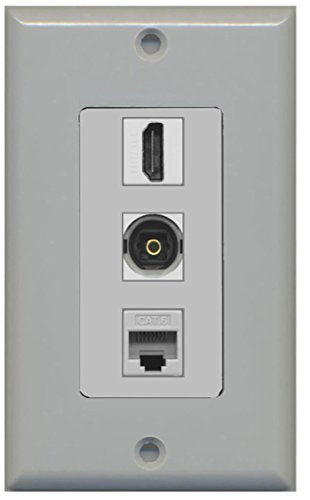 RiteAV - 1 Port HDMI and 1 Port Toslink and 1 Port Cat6 Ethernet Decorative Wall Plate - Gray
