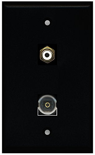 RiteAV - Black 1 Port RCA White 1 Port Toslink Wall Plate