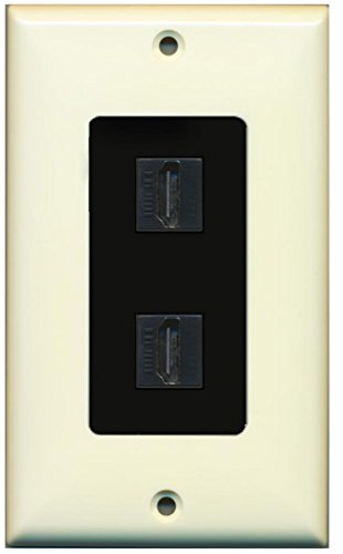 RiteAV HDMI 2.0 Keystone Decorative Wall Plate - Light Almond/Black 2 Port