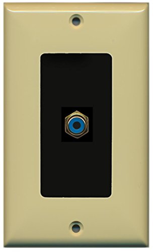 RiteAV - 1 RCA Blue for Subwoofer Audio Port Wall Plate Decorative - Ivory/Black