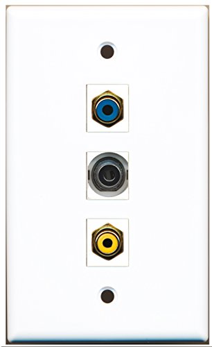 RiteAV - 1 Port RCA Yellow and 1 Port RCA Blue and 1 Port 3.5mm Wall Plate