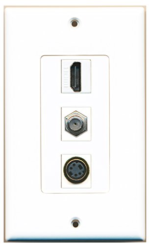 RiteAV - 1 Port HDMI and 1 Port Coax Cable TV- F-Type and 1 Port S-Video Decorative Wall Plate Decorative