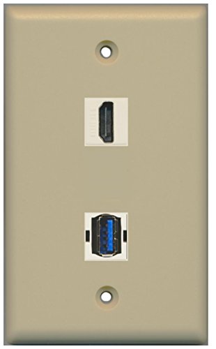 RiteAV - 1 Port HDMI 1 Port USB 3.0 Wall Plate - Ivory