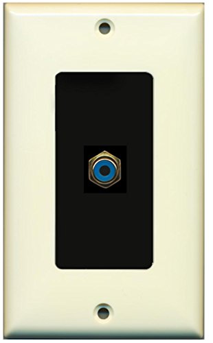 RiteAV - 1 RCA Blue for Subwoofer Audio Port Wall Plate Decorative - Light Almond/Black