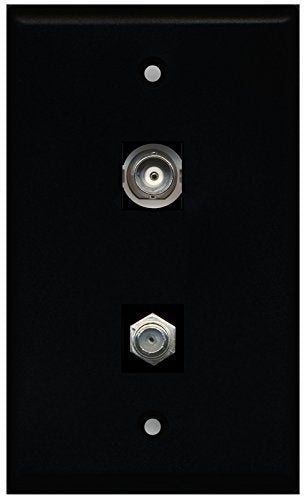 RiteAV - Black 1 Port Coax Cable TV- F-Type 1 Port BNC Wall Plate