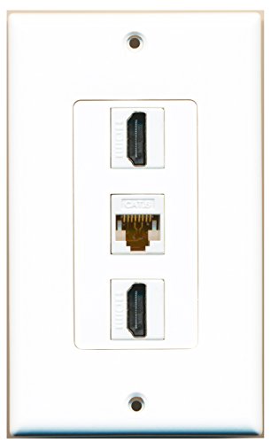 RiteAV - 2 Port HDMI and 1 Port Cat6 Ethernet White Decorative Wall Plate Decorative