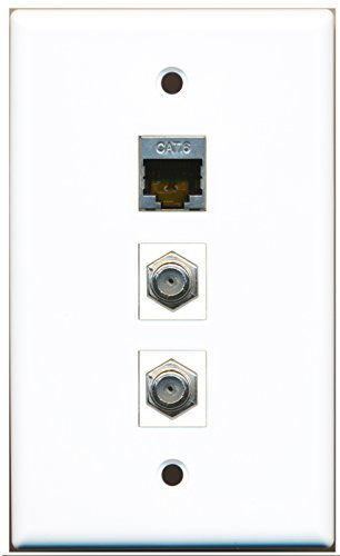 RiteAV - 2 Port Coax Cable TV- F-Type and 1 Port Shielded Cat6 Ethernet Wall Plate