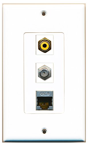 RiteAV - 1 Port RCA Yellow and 1 Port Coax Cable TV- F-Type and 1 Port Shielded Cat6 Ethernet Decorative Wall Plate Decorative