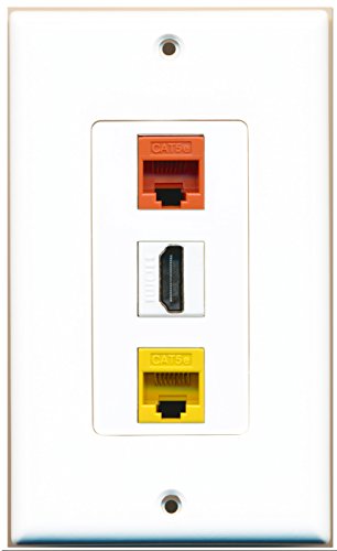 RiteAV - 1 Port HDMI 1 Cat5e Ethernet Yellow 1 Cat5e Ethernet Orange Wall Plate Decorative