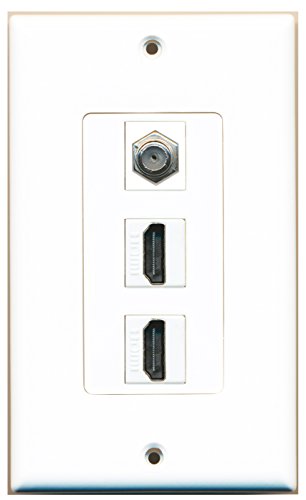 RiteAV - 2 Port HDMI 1 Coax Cable TV- F-Type Decorative Wall Plate